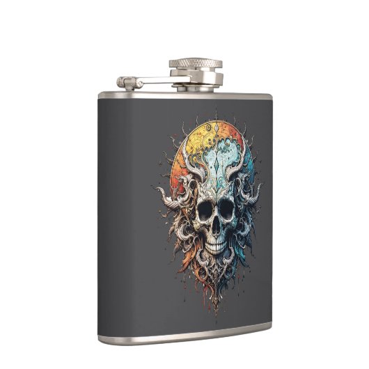 Ornate Cosmic Skull Gothic Baroque Mandala  フラスク (右)