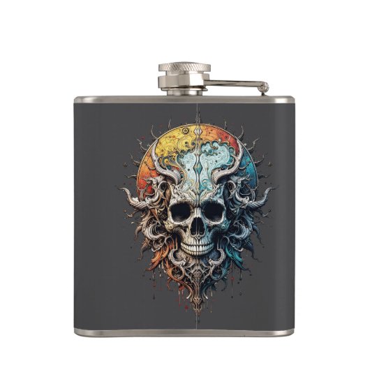 Ornate Cosmic Skull Gothic Baroque Mandala  フラスク (裏面)
