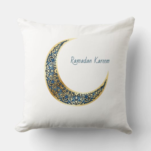 Ornate Crescent Moon Ramadan Pillow クッション (正面)