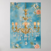 ornate crystal chandelier with an antique gold-ton ポスター (正面)