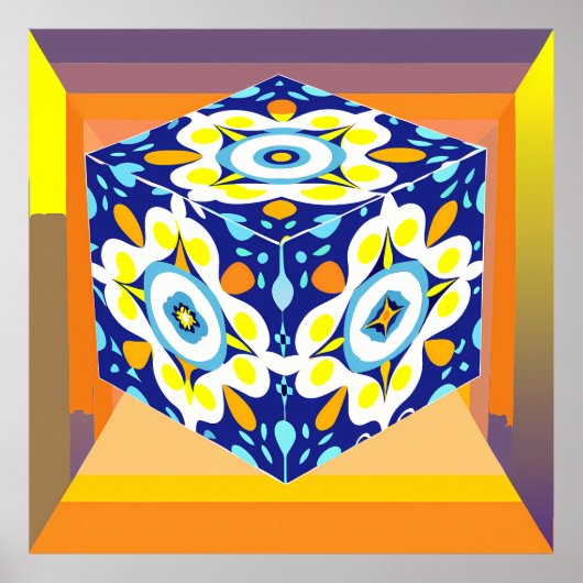 Ornate Cube: A Kaleidoscope of Patterns ポスター (正面)