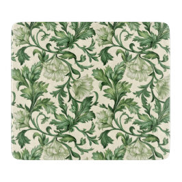 Ornate dark green acanthus leaves pattern カッティングボード