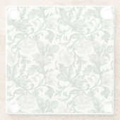 Ornate dark green acanthus leaves pattern ガラスコースター (裏面)