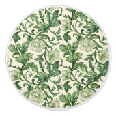 Ornate dark green acanthus leaves pattern セラミックノブ (正面)