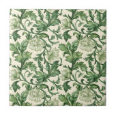 Ornate dark green acanthus leaves pattern タイル (正面)
