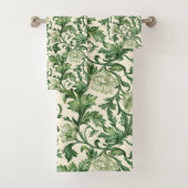 Ornate dark green acanthus leaves pattern バスタオルセット (インサイチュ)
