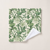 Ornate dark green acanthus leaves pattern バスタオルセット (ウォッシュタオル)