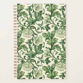 Ornate dark green acanthus leaves pattern プランナー手帳