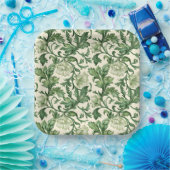 Ornate dark green acanthus leaves pattern ペーパープレート (パーティー)