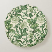 Ornate dark green acanthus leaves pattern ラウンドクッション (裏面)