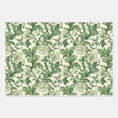 Ornate dark green acanthus leaves pattern ラッピングペーパーシート (正面)