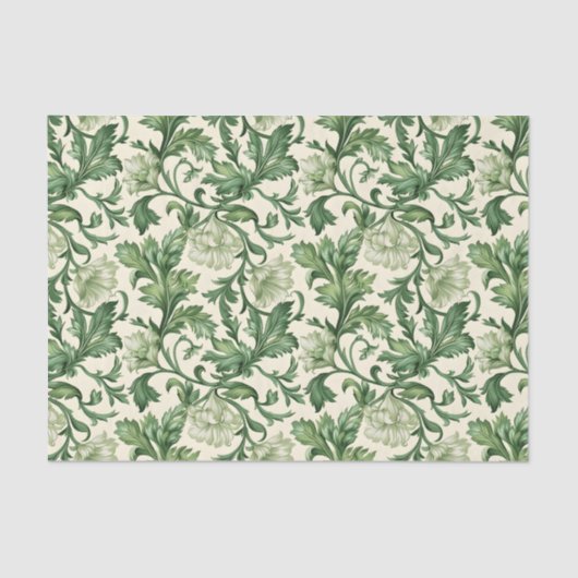 Ornate dark green acanthus leaves pattern 薄葉紙 (正面)