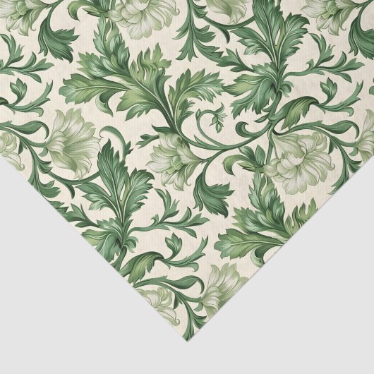 Ornate dark green acanthus leaves pattern 薄葉紙 (詳細)