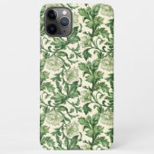 Ornate dark green acanthus leaves pattern iPhoneケース (裏面)