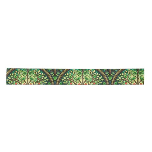 Ornate design featuring green and gold symmetrical サテンリボン (正面)