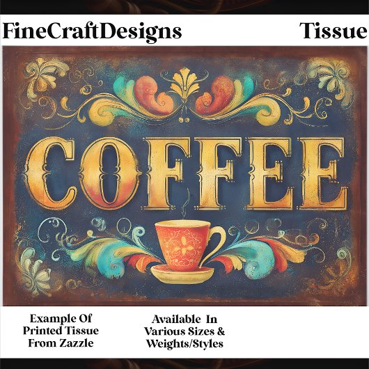 Ornate Distressed Coffee Typography FA1 Decoupage 薄葉紙