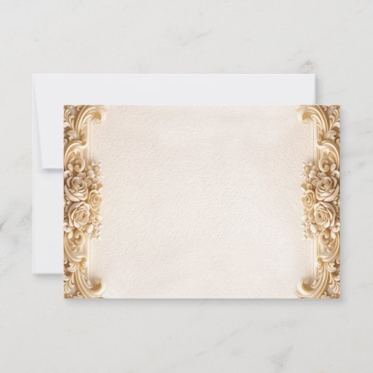 Ornate Elegant Gold Floral RSVP Response Card (裏面)