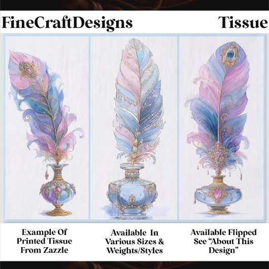 Ornate Elegant Quill & Inkwell Trio EQ2L Decoupage 薄葉紙