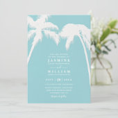Ornate Embossed Tropical Palm QR Code Wedding 招待状 (スタンド正面)