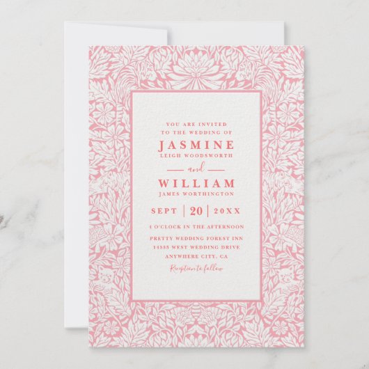 Ornate Embossed Wildflower Elegant QR Code Wedding 招待状 (正面)