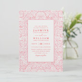 Ornate Embossed Wildflower Elegant QR Code Wedding 招待状 (スタンド正面)