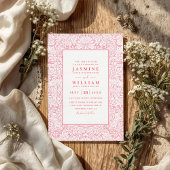 Ornate Embossed Wildflower Elegant QR Code Wedding 招待状