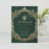 Ornate Emerald Gold Royal Elegant Wedding 招待状 (スタンド正面)