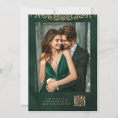 Ornate Emerald Gold Royal Elegant Wedding 招待状 (裏面)