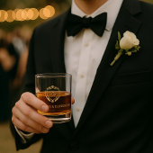 Ornate Faux Gold Crest Custom Monogram Wedding ウイスキーグラス