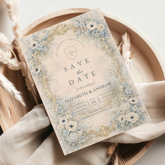 Ornate Floral Baroque Wedding セーブザデート