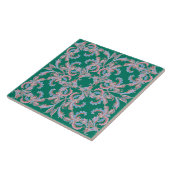 Ornate Floral Filigree Tile in Emerald Green タイル (側面)