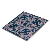 Ornate Floral Filigree Tile in Midnight Blue タイル (側面)