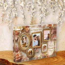 Ornate Floral Frames with Soft Gold Botanical Glow フォトブロック