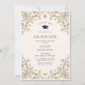 Ornate Floral Grace Boho 4 Photo Graduation Party 招待状 (正面)