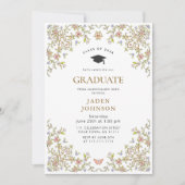 Ornate Floral Grace Boho 4 Photo Graduation Party 招待状 (正面)
