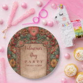 Ornate Floral Heart Valentine Party ペーパープレート (パーティー)