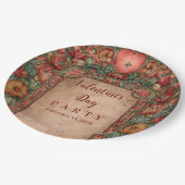 Ornate Floral Heart Valentine Party ペーパープレート (アングル)