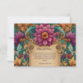 Ornate Floral Mardi Gras Masquerade サンキューカード (正面)