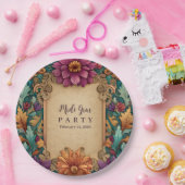 Ornate Floral Mardi Gras Masquerade ペーパープレート (パーティー)