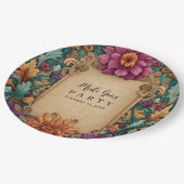 Ornate Floral Mardi Gras Masquerade ペーパープレート (アングル)