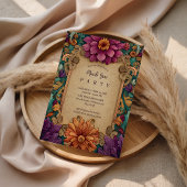 Ornate Floral Mardi Gras Masquerade 招待状