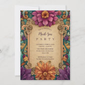 Ornate Floral Mardi Gras Masquerade 招待状 (正面)