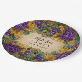 Ornate Floral Masquerade Mardi Gras ペーパープレート (アングル)