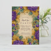 Ornate Floral Masquerade Mardi Gras 招待状 (スタンド正面)