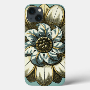 Ornate Floral Medallion on Light Blue Background iPhone 13ケース