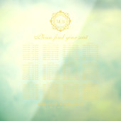 Ornate Floral Monogram Gold Wedding Seating Chart ウィンドウサイン (シート3)