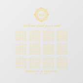 Ornate Floral Monogram Gold Wedding Seating Chart ウィンドウサイン (シート)
