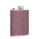 Ornate Floral Pattern in Pink and Grey Monogram フラスク (右)