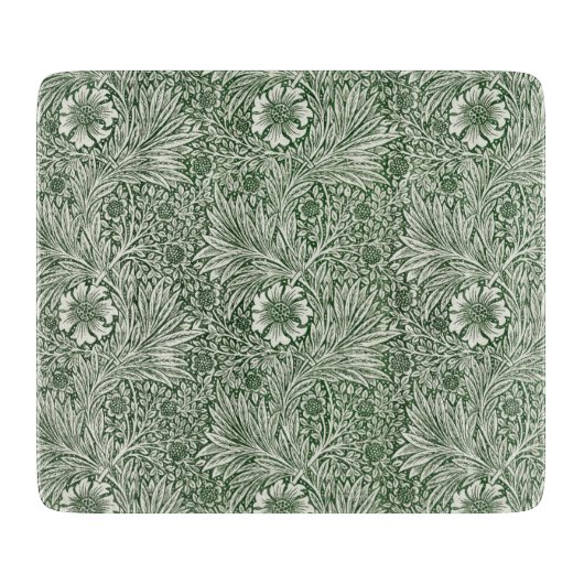 Ornate floral pattern of white flowers & leaves カッティングボード (正面)