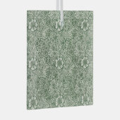 Ornate floral pattern of white flowers & leaves ガラスオーナメント (正面右)